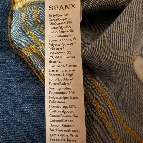 NWT Spanx XL Seamed Front Wide Leg Pull-On Jeans Indigo - Picture 7 of 8